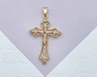 18金ゴールドフィルド十字架ペンダントチャーム：宗教用品