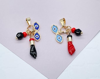 18k Gold Filled Ojo de Santa Lucia, Azabache & &quot;Figa&quot; Charms  Pendant Jewelry Making Supplies