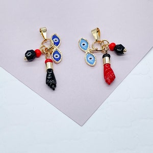 18k gold filled Ojo de Santa Lucia, Azabache en "Figa"-bedels, hanger, benodigdheden voor het maken van sieraden