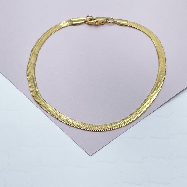 18k Gold Filled 4mm Herringbone Anklet   Dainty Ankle Bracelet  Jewelry Supplies Making