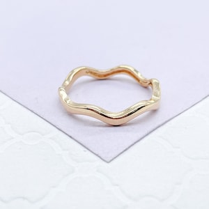 18k Gold Filled Plain Smooth Wavy Ring