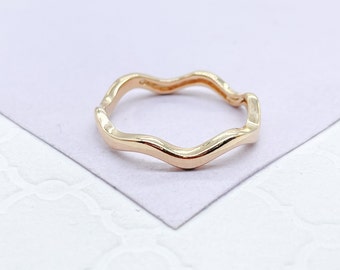 18k Gold Filled Plain Smooth Wavy Ring
