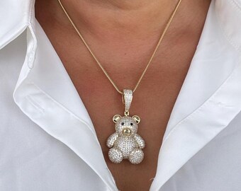 Pendentif Ancien Charm Ours à Tête Articulée En Or 9 Carats - Poinçonné, Occasion