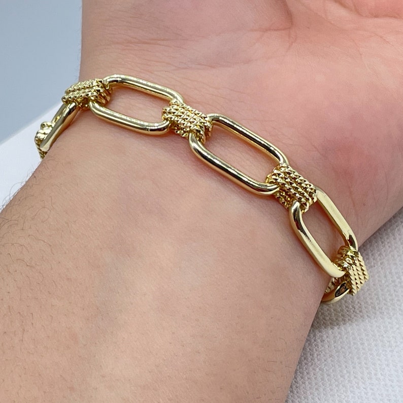18K Gold Filled Designed Paper Clip Link Bracelet Designer Etsy