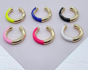 18k Gold Filled Colorful Enamel Ear Cuff Earrings  Colored Jewelry Making Supplies