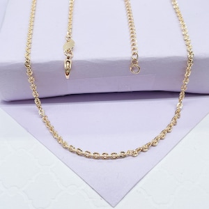 18k Gold Filled Thin Crushed Style Chunky Curb Layer Chain