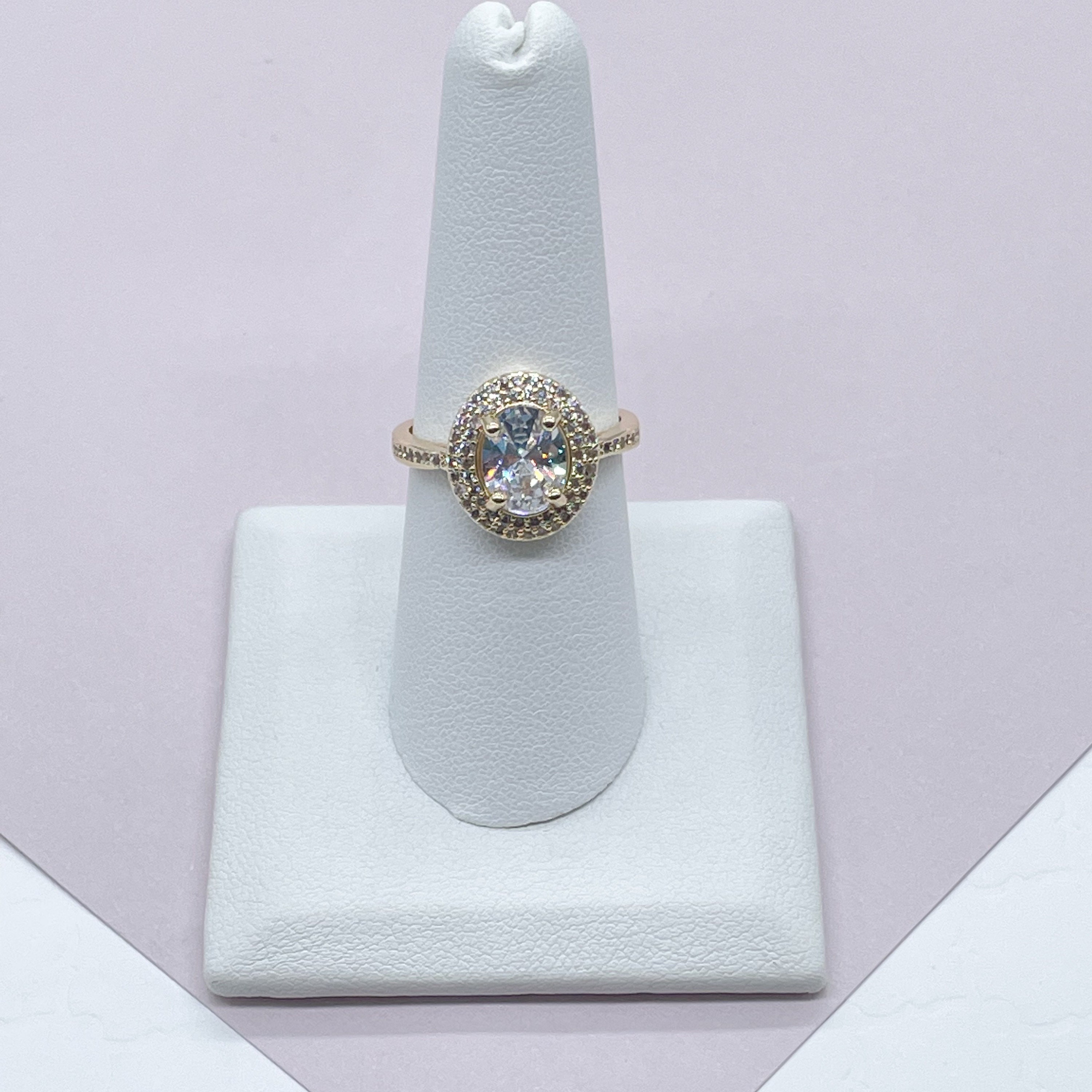 Art Deco 18k Gold Filled Oval Cubic Zirconia Ring Engagement - Etsy