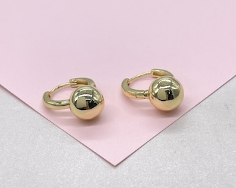 18k Gold Filled 15mm Huggie with Plain Ball Attached
