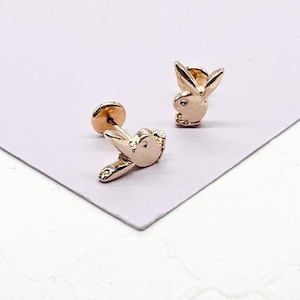 18k Gold Filled schlichter Hasen Logo Ohrstecker