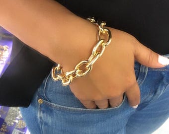 Bracciale a maglie grosse riempito in oro 18k - 7 pollici