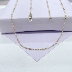 18k Gold Filled 18 Inch 1mm Double-Bar Satellite Chain Featuring Oval Curb Link Style