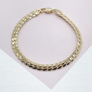 18k Gold Filled 6mm Flat Snake Like Bracelet Dainty  Jewelry  And Jewelry Making Supplies