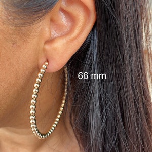 18k Gold Filled 3mm Ball Beaded Hoop Earrings, Everyday Wear Hoops, all sizes