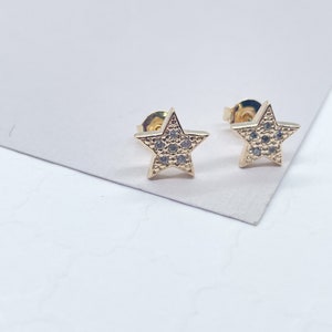 18K Gold Filled Zircon Star Stud Earring