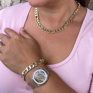 18k Gold Filled 9mm Thick Figaro Chain & Bracelet sold separately
