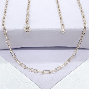 18k Gold Filled Paper Clip Chain Necklace: Dainty Layering Jewelry