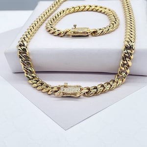14k Gold Filled Original 8mm Miami Cuban Link Necklace featuring Zirconia Box Clasp