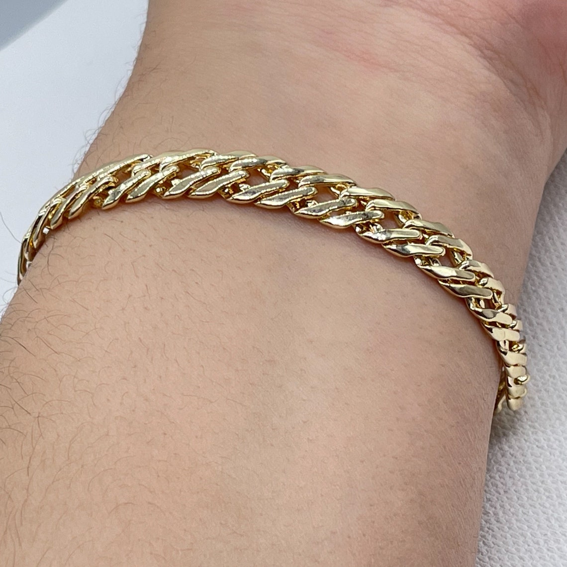 18k Gold Filled Double Cuban link bracelet In Available in Etsy