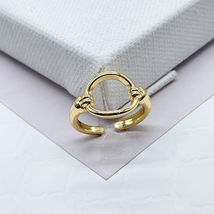 18k Gold Filled Circle Ring: Minimalist Adjustable Geometric Ring