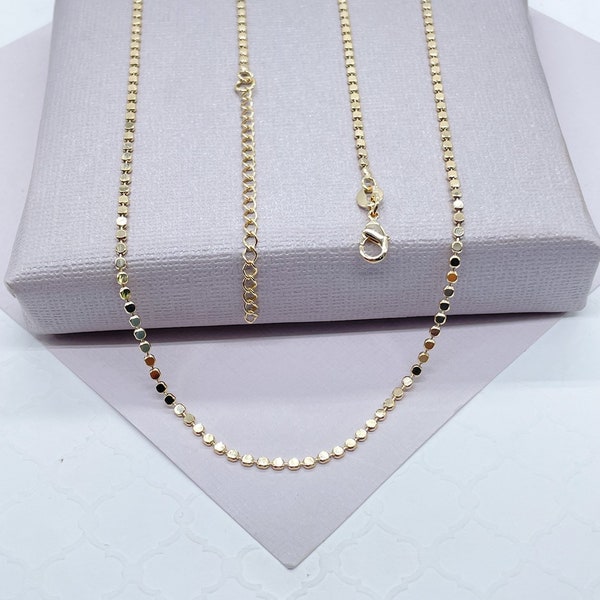 18k Gold Filled Flat Beaded Necklace