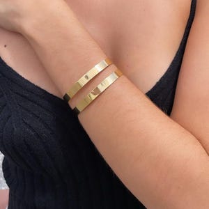 18k Gold Filled Plain Double Row Cuff Bracelet