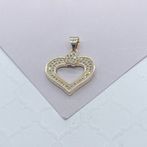 18k Gold Filled Micro Pave Cubic Zirconia Heart Pendant