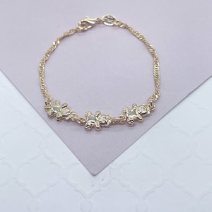 18K ゴールドフィルド テディベア 刻印入りリンク キッズ ブレスレット