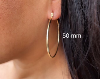 Light 18k Gold Filled Ultra Thin Hoops 2mm Thickness In S, M, L Sizes   And Jewelry Making Supplies