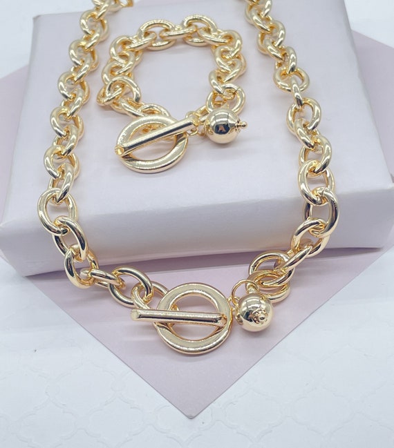 18k gold necklace and bracelet set deals