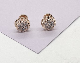 18k Gold Filled Circle Pave Earrings