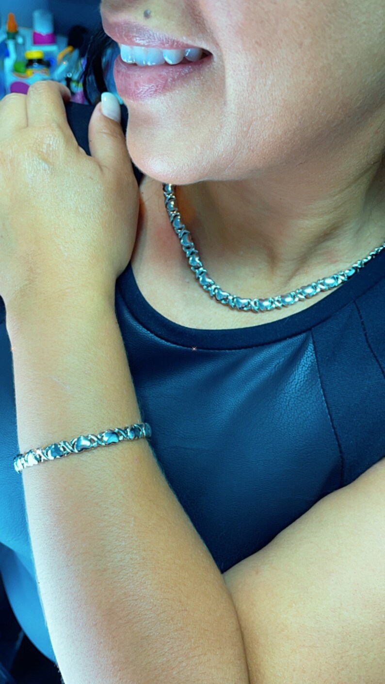 18k Gold Filled Heart Shape XOXO Set of Bracelet and Necklace Etsy