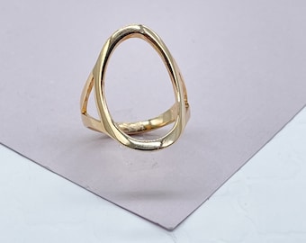 18k Gold Filled Open Oval Ring Hallowed Oval Fashion Design