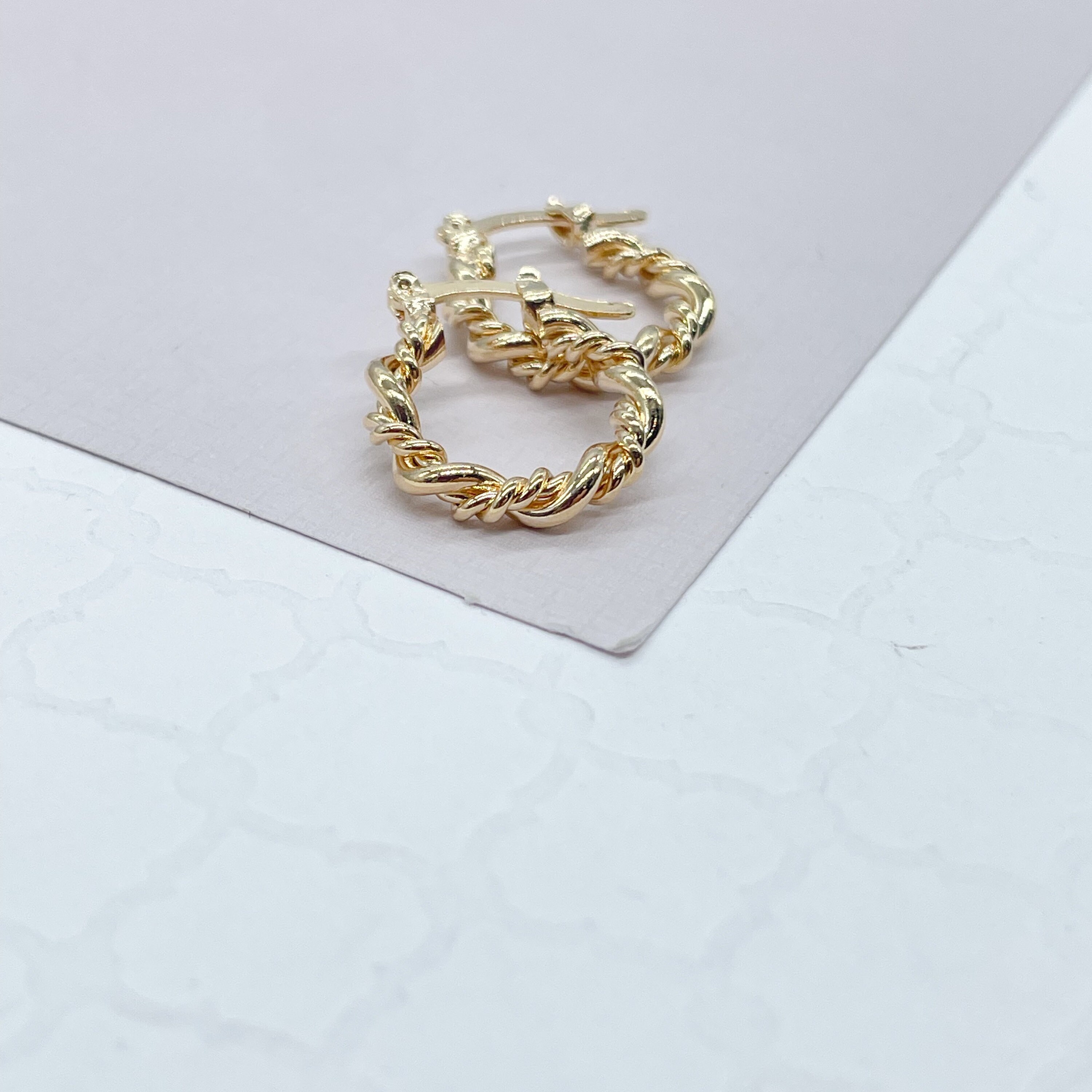 thumbnail image 2 of 18k Layered Gold Filled Round Multicolor Hoop Earrings - Real Gold Finish 2 of 6