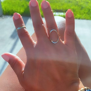 18k Gold Filled Open Oval Ring Hallowed Oval Fashion Design