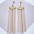 18k Gold Filled Chandelier Earrings: Long Chain & Cubic Zirconia