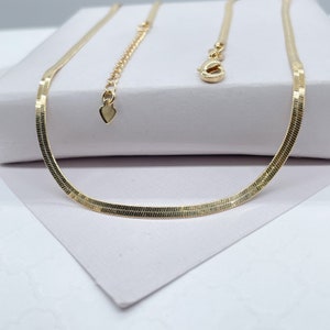 18K Gold Filled Flexible 16&quot;Herringbone 2mm and 2.5mm Chain Necklace