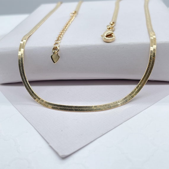 Collana Catena Spina Di Pesce Italiana Originale 18 Carati - Oro Bianco 16-24 Pollici - K14