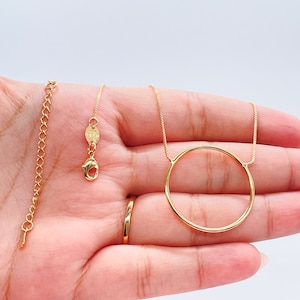 18k Gold Filled Box Chain Featuring The Circle of Life Charm Pendant Necklace,