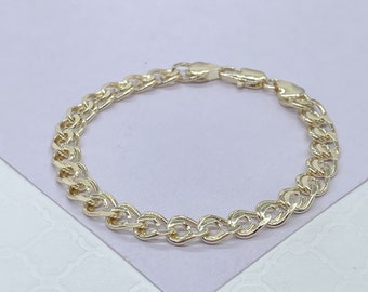 18k Gold Filled Flat Wave Linked Chain Bracelet