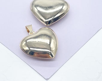 18k Gold Filled Classic Puffy Plain Heart Pendant, Gift  Her Loved Ones  Supplies