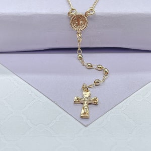 18k Gold Filled Dainty Bead Fashion Rosary Necklace