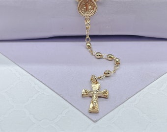 18k Gold Filled Dainty Bead Fashion Rosary Necklace