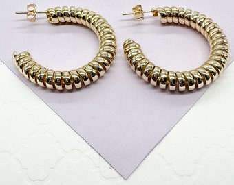 18k Gold Filled Open Coil Twisted Hoop Earrings