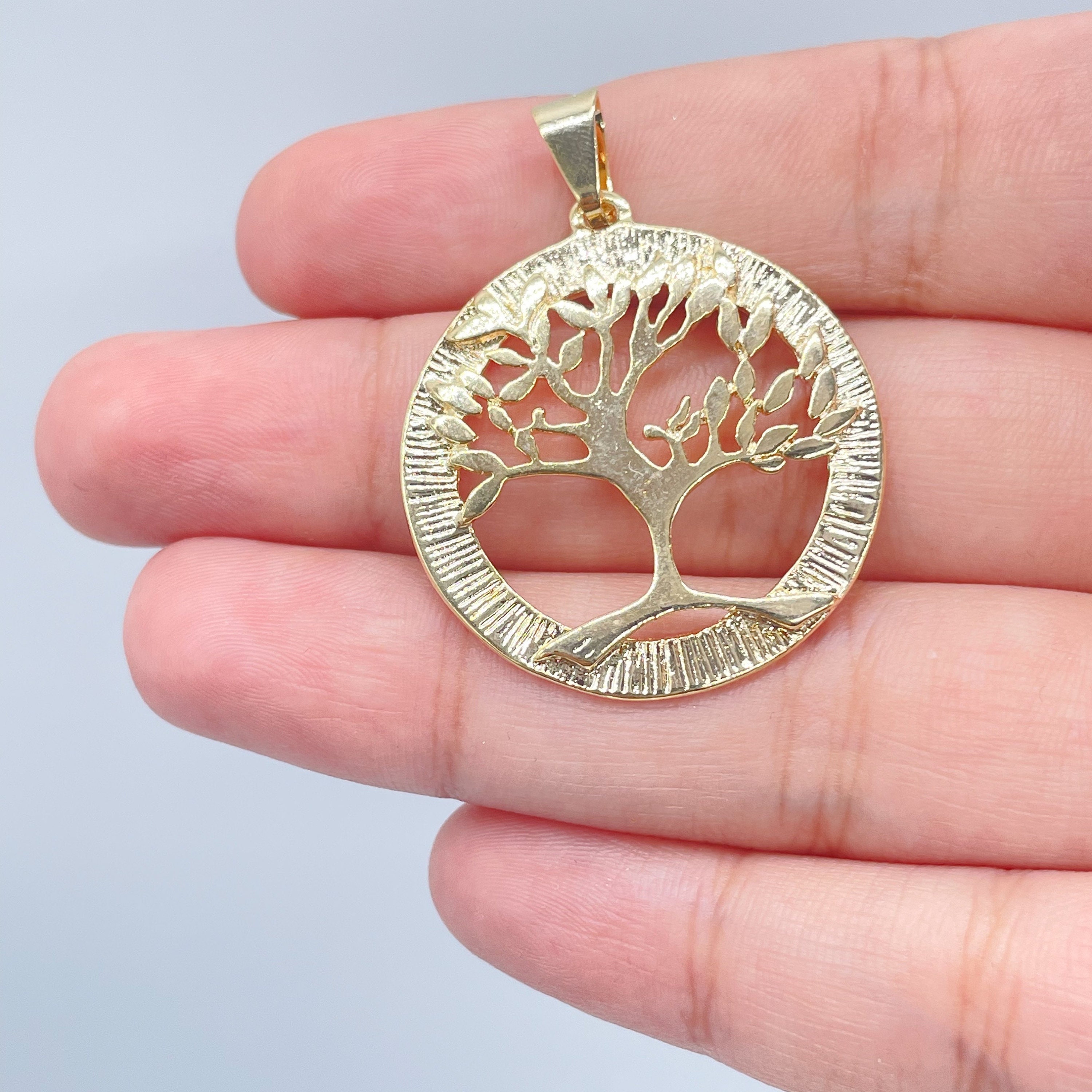 18k Gold Filled Tree of Life Plain Round Medallion Pendant Charm ...