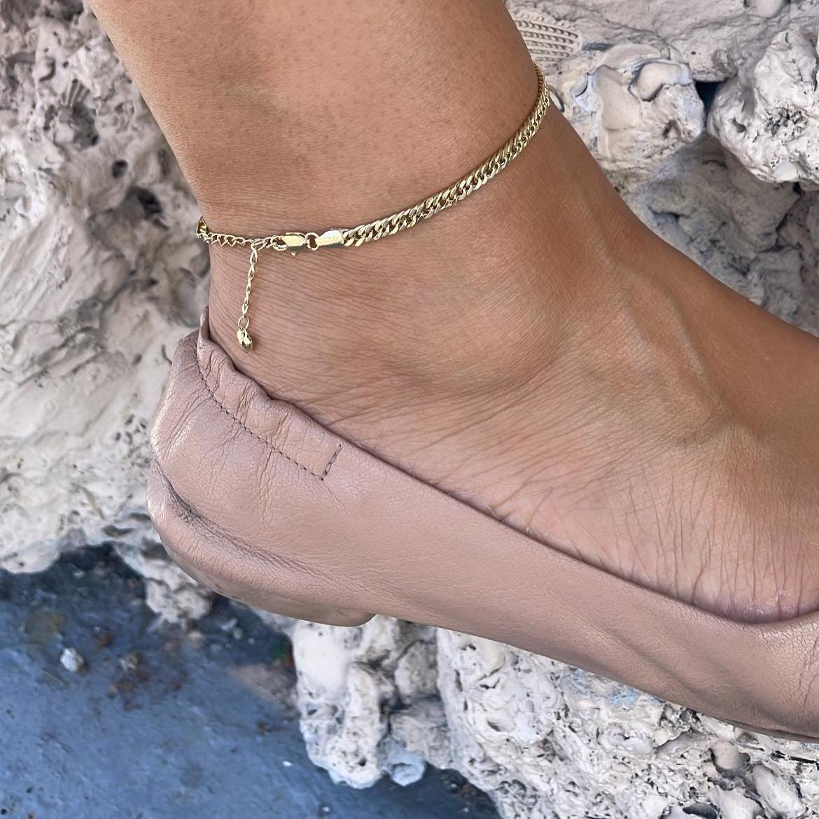 18Kゴールドフィルド4mmダブルキューバンリンクアンクレット