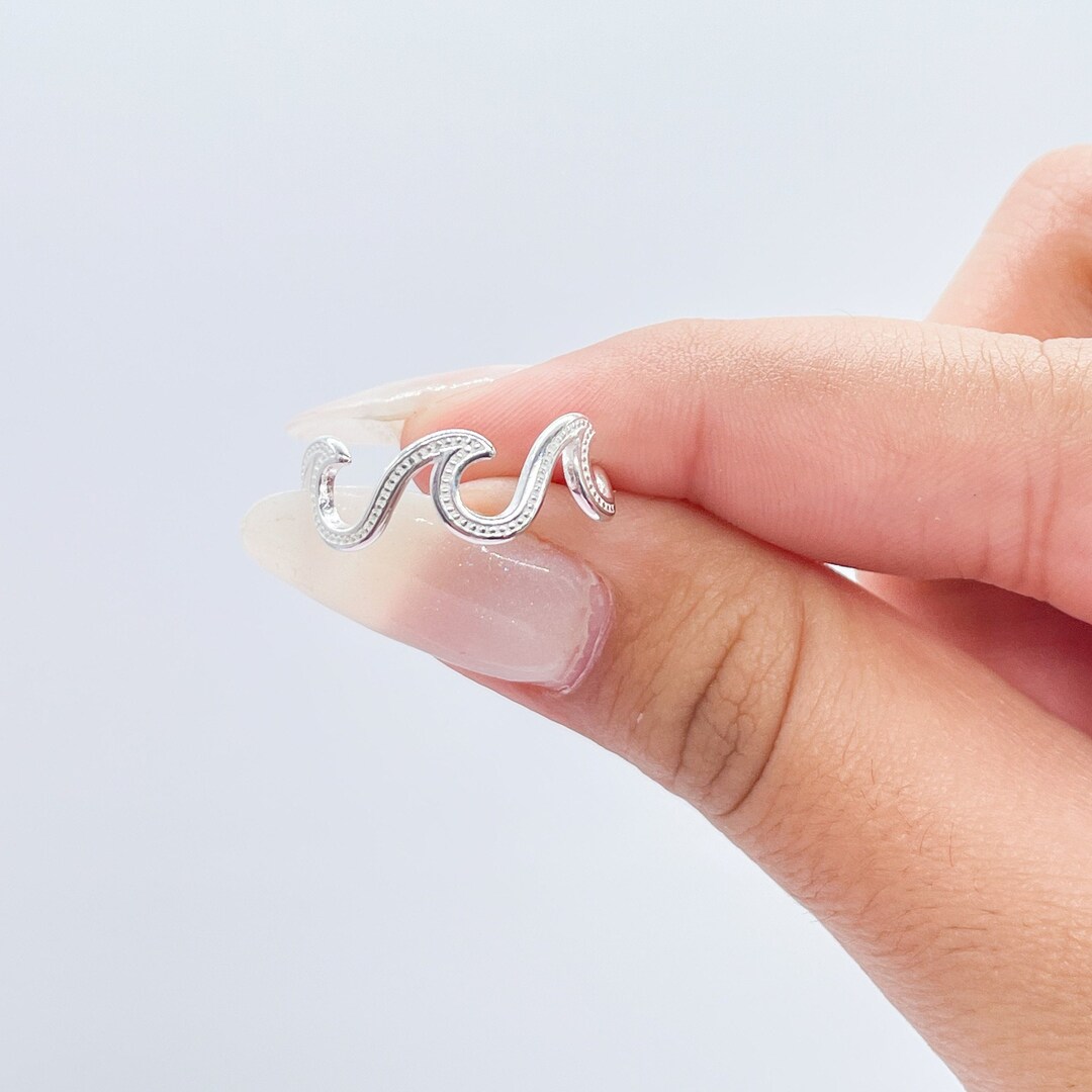 925 Sterling Silver Plain Beach Wave Ring - Etsy