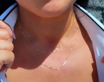 18k Gold Filled Box Chain 1mm Necklace Dainty Jewelry