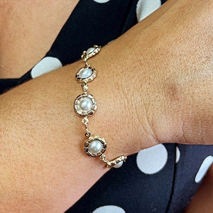 18k Gold Filled Armband mit eingebetteten künstlichen Perlen