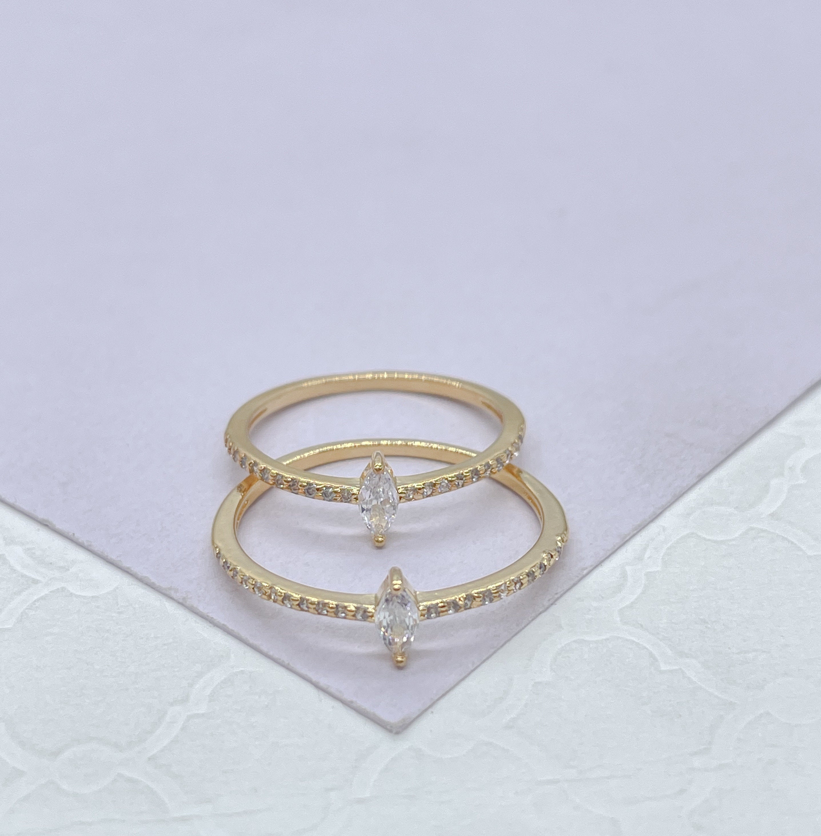 18k Gold Filled Marquise CZ Ring: Minimalist Dainty Ring