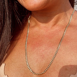 18k Gold Filled Cuban Link Chain Necklace: 4mm Curb Chain